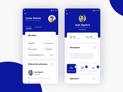 Profile - Trauma Urgency App android app app blue emergency history interface design ios medicinal paramedic patients photo profile ui uidesign uipractice user ux ux app ux designer ux ui design