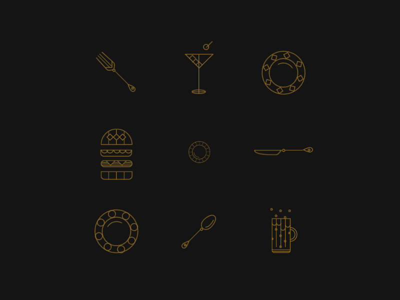 123 Tavern Icons art deco design grand rapids icons iconset illustration line illustration mighty restaurant web design