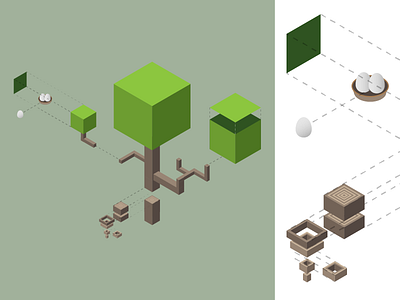 ISO Tree (expanded) expanded explode iso isometric nest tree