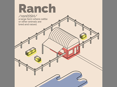 Ranch cattle farm iso isometric outdoor perspective ranch