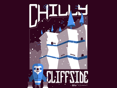 Chilly Cliffside boardgame character cliff color games illustration poster shape sloth snow tree winter