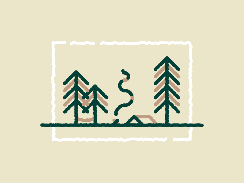 Smokē nature forrest rough simple color line smoke tent outdoor outside tree illustration