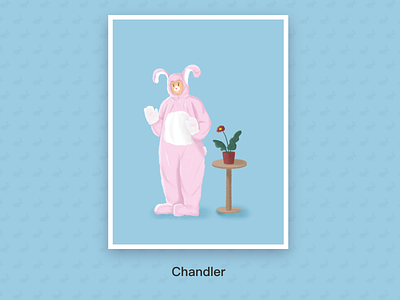 Friends illustration Chandler bunny chandler friends funny illustration pink rabbit