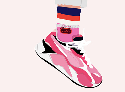 Sally Sneaker Head anklet fashion fashion design fashion illustration girl gucci illustration illustrator makeup pink puma shoes sneaker sneaker art sneaker illustration sneakers socks street style streetwear