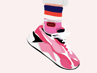 Sally Sneaker Head anklet fashion fashion design fashion illustration girl gucci illustration illustrator makeup pink puma shoes sneaker sneaker art sneaker illustration sneakers socks street style streetwear