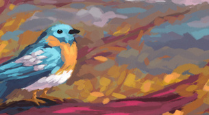 Bluebird bird digital painting environment illustration painting