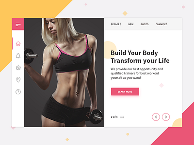 Gym Landing Page Concept body clean color exercise girl gym homepage landing page ui ux web