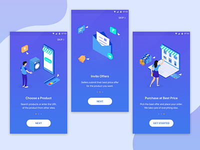 Onboarding illustration Screens - Dark Version