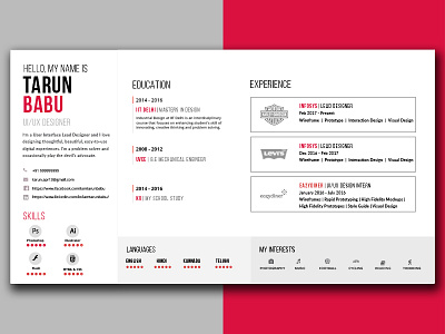 My Resume cv ux design first ui debut resume infographic user experience designer