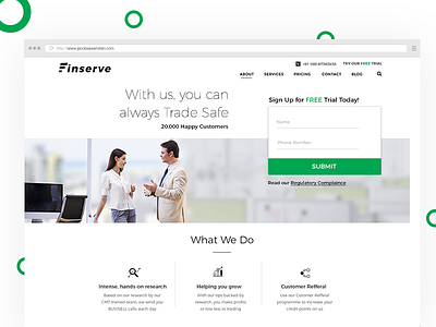 Finserve Landing Page advisory concept finance landing page services ui