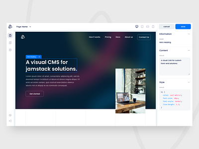 Visual CMS cms content editor ui ux website