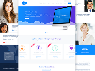 Salesforce Homepage Redesign blue clean design flat layout map minimal products redesign salesforce ui web