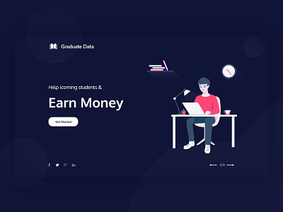 Graduate Data Website Header clean dark education flat design illustration money pink ui design ux design web uiux design website design website header