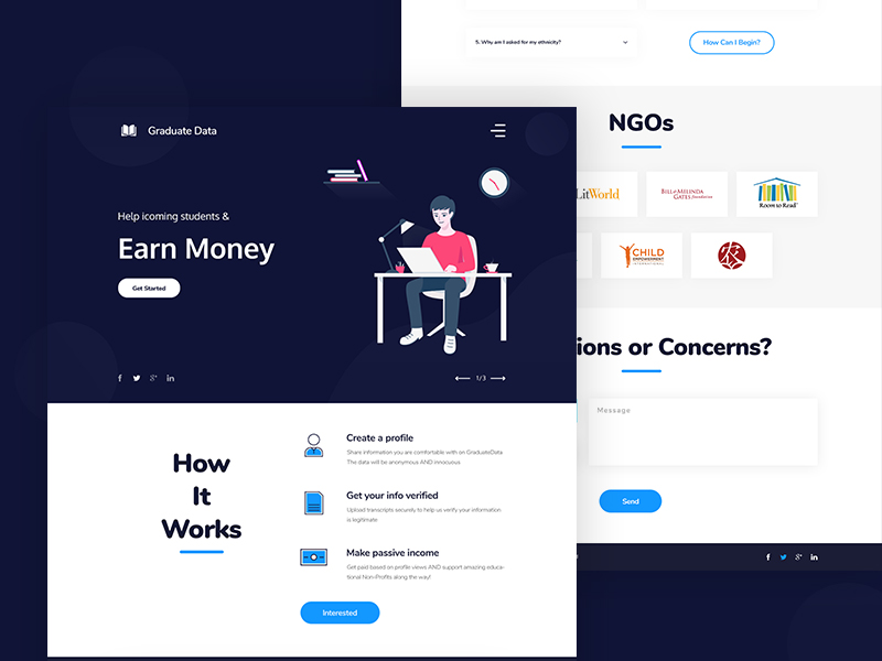 Graduate data landing page by Nazirul Hoque 🏆 on Dribbble