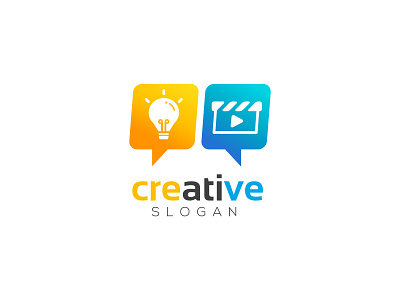 Creative logo branding community creative logo design film flat icon idea idea logo logo media talk vector website