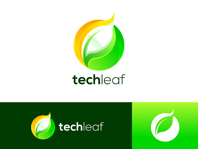 Techleaf Logo app ecology gradient logo green icon leaf logo modern logo nature tech logo technology ui vector website
