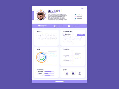 Simple Curriculum Vitae Design curriculum vitae cv flat form graphicdesign icon job job application layout design modern purple simple template ui ux vector