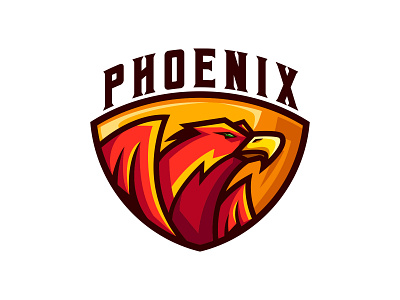 Phoenix Shield Logo bird logo esport logo graphic design logo mascot mascot logo phoenix phoenix logo red team logo vec vector