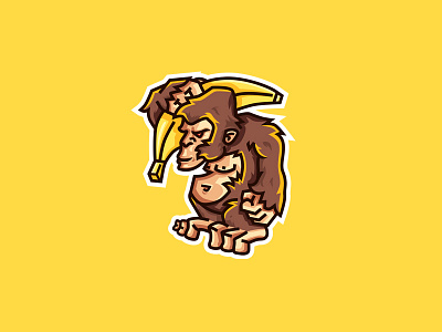 Big Banana / Gorilla animal banana cartoon gorilla illustration jungle logo mascot strong vector