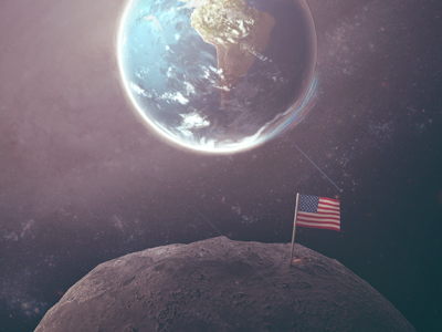 Planet Earth america blue c4d cg earth flag marble moon nasa space stars