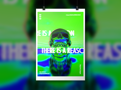 High saturation concept Skull Poster blue c4d concept green poster ps skull