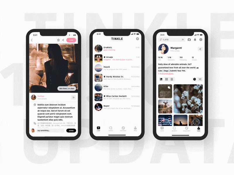 Tinkle | 13.5.0 | Global dating platform | App design app clean dating design global tinkle ui ui ux