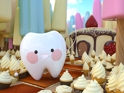 Teeth, Cake, Ice Cream 3d c4d cake design ice cream inspiration laimu teeth 莱姆