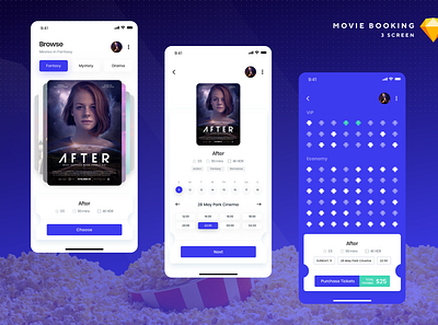 Cinemaly - Movie Booking Sketch Template app book cinema concept creative design entertainment film icon logo media movie technology vector video