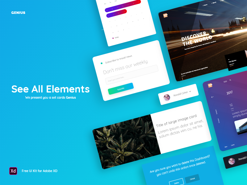 Genius: UI Kit + Free Sample themplate site web base forms navigation widgets kit ux ui free