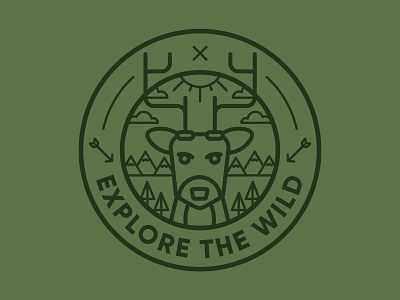 Explore The Wild Badge adventure badge deer design illustration logo vector