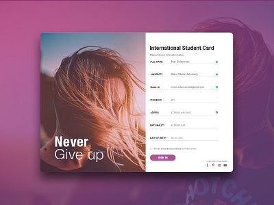 Student Card daily ui dribbble firstshot sign in student card ui