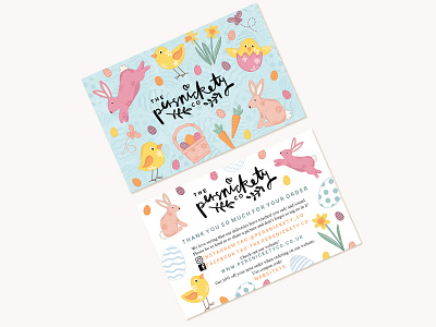 Easter Promotional Card card carrot chicken cute easter flowers graphic illustration postcard rabbit