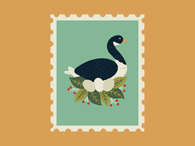 Six Geese a-laying christmas design graphic graphics illustration illustrator leaves pattern print