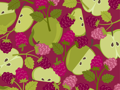 Apple & Raspberry apple design fruit fruit illustration graphic illustration illustrator pattern print raspberry surface pattern