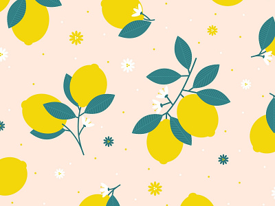 Lemon Print art design floral flowers fruit graphic graphics illustration illustrator leaves lemon pattern print surface pattern vector