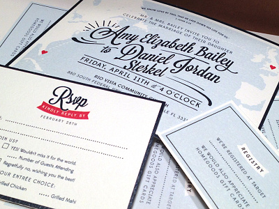 Wedding Invitations map print stationery typography wedding invitation