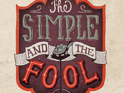 The Simple and the Fool album artwork hand lettering handdrawn illustration turtle typography unicycle vintage