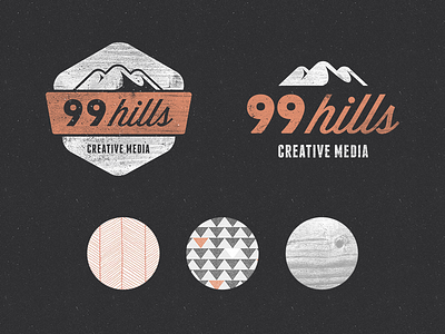 99 Hills Branding Elements badge hills logo pattern texture wood