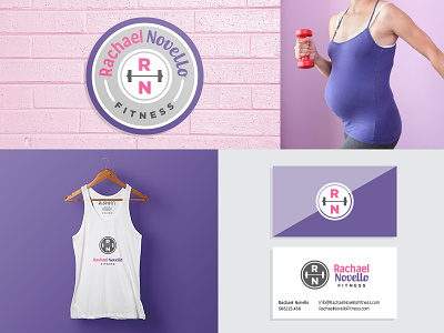Rachael Novello Fitness Logo badge branding feminine fitness logo pink and purple prenatal