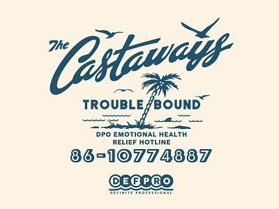 theCASTAWAYS beach font hotline illustration logo redesign retro surf surfing type vintage
