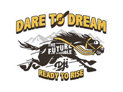 dare to dream cute fatline font handdraw horse logo mascot old cartoon outdoor swagger type