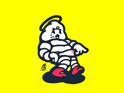 mini Michelllin ass boy cute fat fatline font handdraw logo mascot old cartoon swagger type
