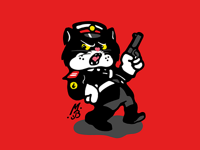 officer Bcat ass boy cute fat fatline font handdraw logo mascot old cartoon swagger type
