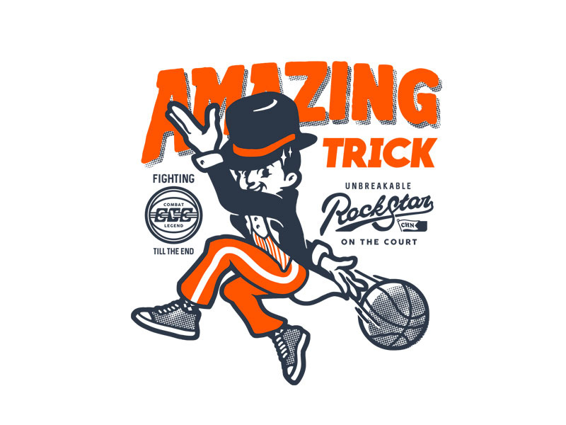 WizardSMART athletic basketball cartoon character illustation oldstyle player sports tough type vintage wizard