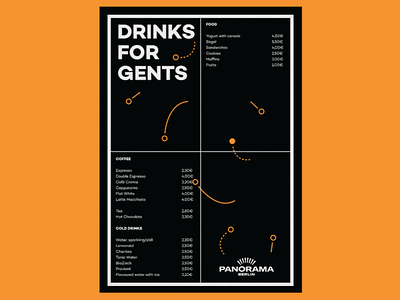 Bar menu black menu orange print