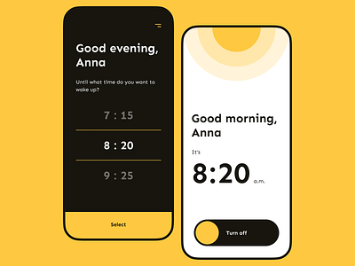 Alarm clock app app clean clock color design dream health interface minimal mobile simple sleep sleeping time ui ux