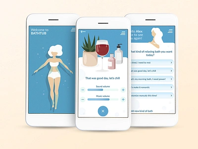 Relax app app application bath mobile prototype relax ui ux wireframe