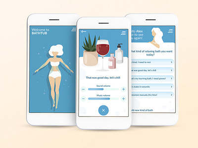 Relax app app application bath mobile prototype relax ui ux wireframe