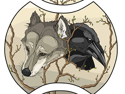 Wolf and Raven illustartion raven wolf