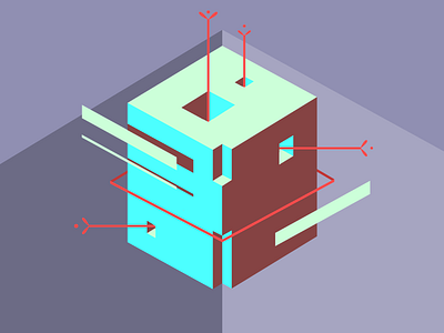 Cube abstract box cube plants symmetry